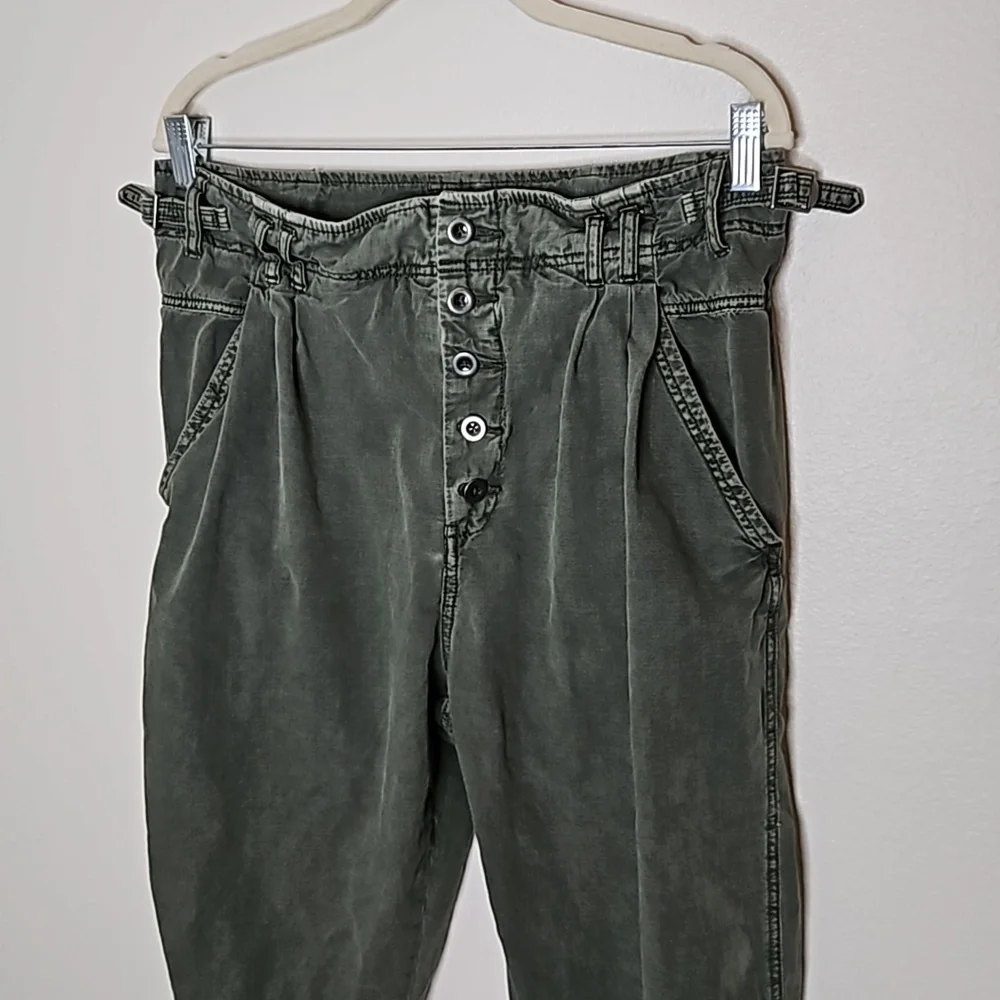 FREE PEOPLE Compass Star Cotton Green Trousers Size 12 - Picture 4 of 13